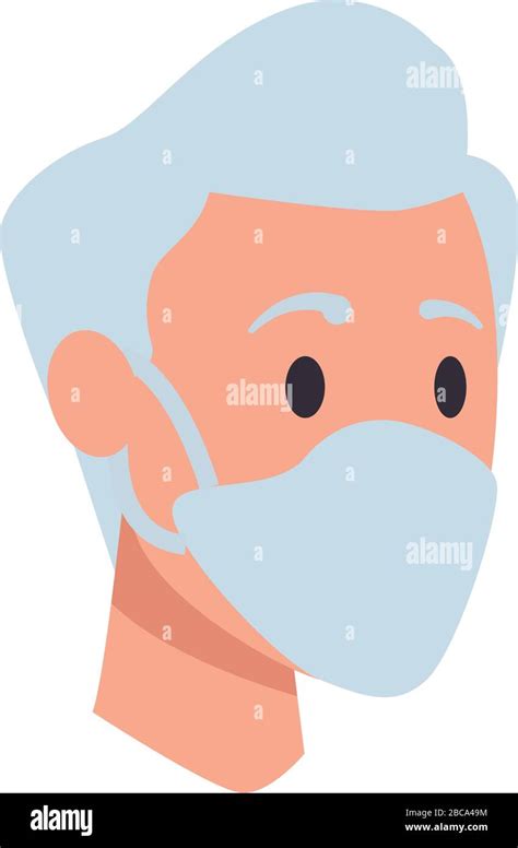 old man head with face mask Stock Vector Image & Art - Alamy