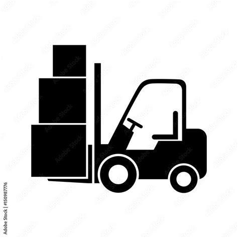 Black forklift truck icon on white background Stock Vector | Adobe Stock