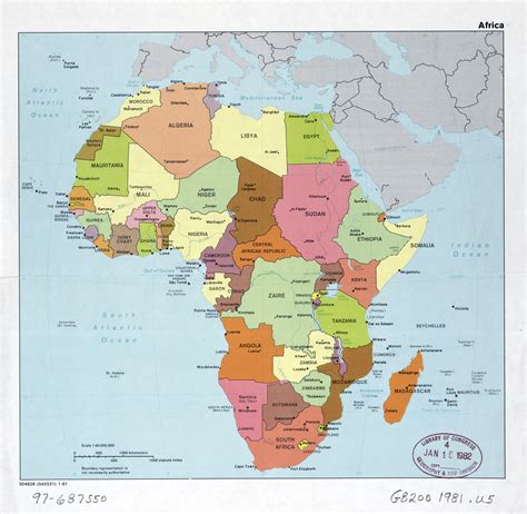 Large detail political map of Africa with the marks of capitals, major ...