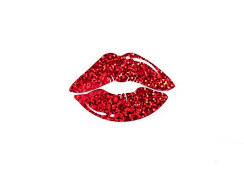 Lips sticker in red glitter vinyl / Red lip's decal | Etsy