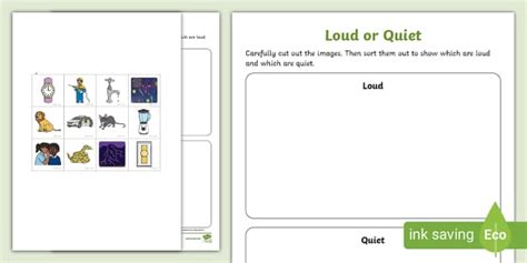 Loud or Quiet Sorting Worksheet (teacher made) - Twinkl