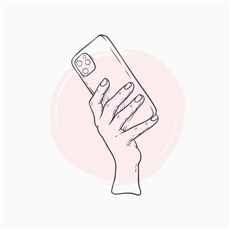 Premium Vector | Hand drawn hand holding smartphone in line art style