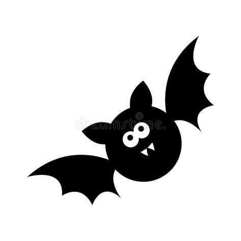 Cute Bat Halloween Silhouette Isolated on White Background Stock Vector ...