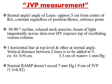 Jugular Venous Pressure Normal Values