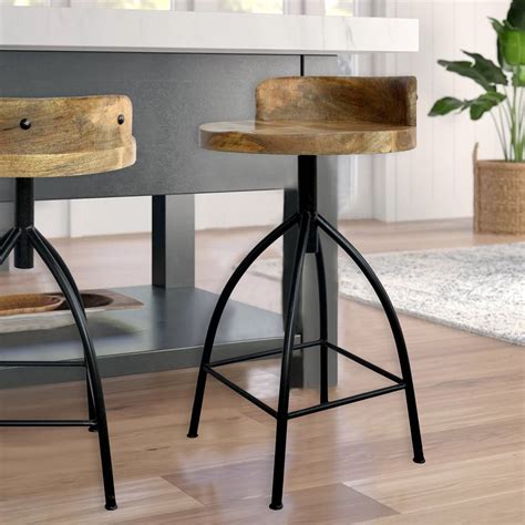 black wood swivel bar stools with back - jere-fash