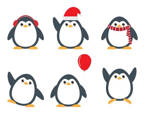 Cute penguin cartoon characters set in different poses 692299 Vector Art at Vecteezy