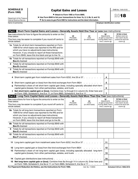 IRS Form 1065 Schedule D - 2018 - Fill Out, Sign Online and Download ...