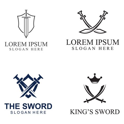 Sword, shield and king's sword logo. Logo design vector illustration template. 10771316 Vector ...