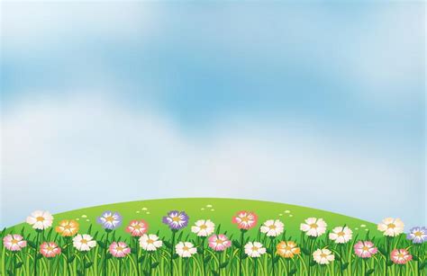 A view of the hill with flowers 520451 Vector Art at Vecteezy