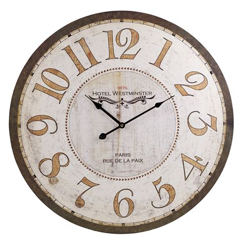 60cm Extra Large Round Wooden Wall Clock Vintage Retro Antique Distressed Style | eBay