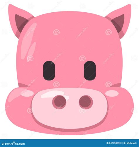 Pig Pink Piglet Face Mask Illustration Smile Head Wild Animal Smile and ...