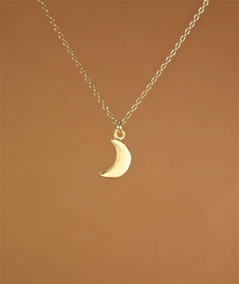 Moon necklace - tiny moon necklace - gold moon - crescent moon necklace - a 14k gold overlay ...