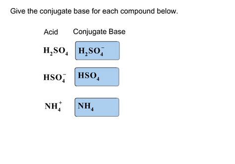 Solved: Give The Conjugate Base For Each Compound Below. A... | Chegg.com