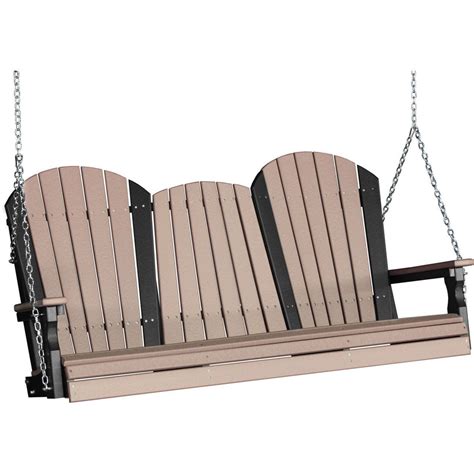 LuxCraft Adirondack 5ft. Recycled Plastic Porch Swing with Flip Down Center Console | Porch ...