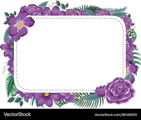 Frame design with purple flowers Royalty Free Vector Image