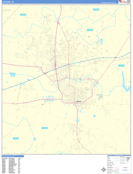 Jackson County Tn Zip Code Wall Map Basic Style By Marketmaps | Images ...