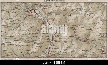 SWITZERLAND: Ragatz-Coire-Klosters, 1930 vintage map Stock Photo - Alamy