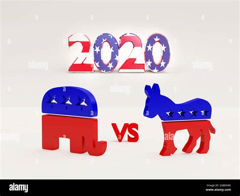 Republican and Democratic Party symbols with 2020 year - concept for ...