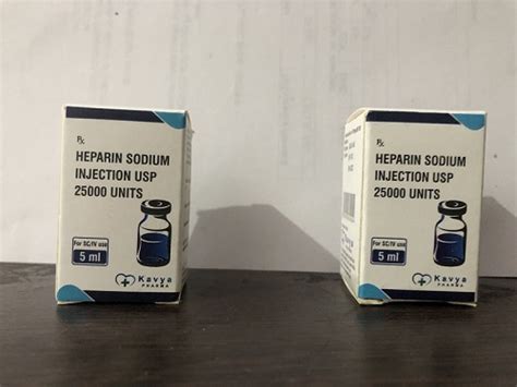 Heparin Injection ( 25000 IU/5 ML And 5000 IU/5 ML Vial ) Manufacturer | Exporter . – Kavya Pharma