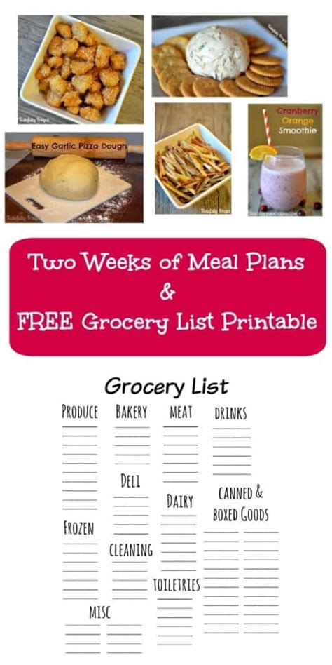 2 Weeks of Meal Plans Plus FREE Grocery List Printable - Tastefully Frugal