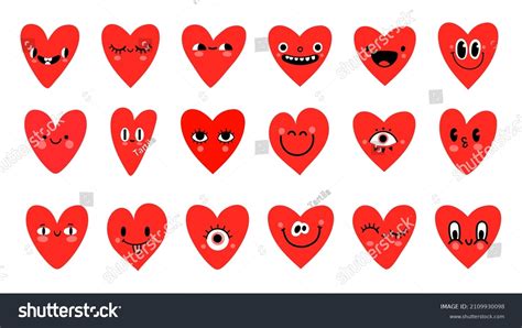 Cartoon Red Heart Characters Funny Faces Stock Vector (Royalty Free ...