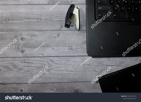 Top View Wooden Office Table Laptop Stock Photo 1349736770 | Shutterstock