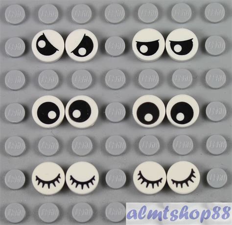 LEGO - 12 pcs Lot Eyes & Eyelashes - White Round Tiles 1x1 Animals Eyelids City | eBay