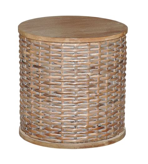 Dunleavy Solid Wood Drum End Table | Wicker end table, End tables, Table