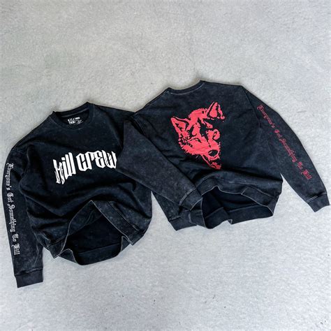 HEAVYWEIGHT LUX "LONE WOLF" CREW NECK - BLACK / RED - Kill Crew