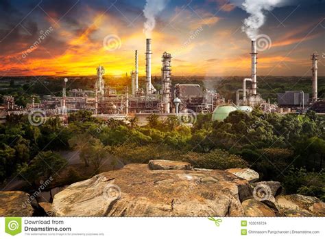 Pollution from Oil Refinery Stock Photo - Image of pollution, impact ...