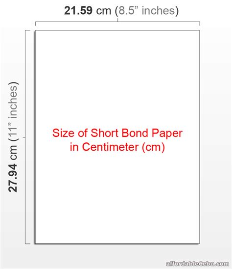 Size of Short Bond Paper in Centimeters (cm)? - Computers, Tricks, Tips 30648