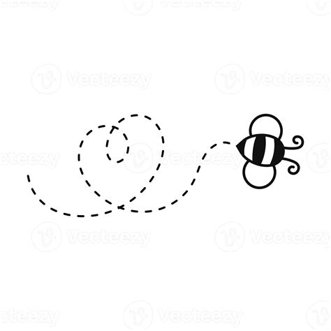 Bee flying path. A bee flying in a dotted line The flight path of a bee to honey. 14551109 PNG