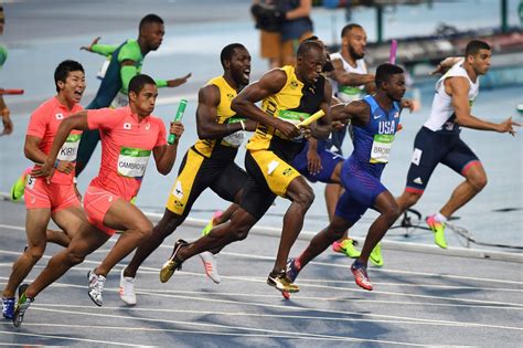 Usain Bolt wins the Men's 4x100m Relay Final during the athletics event ...