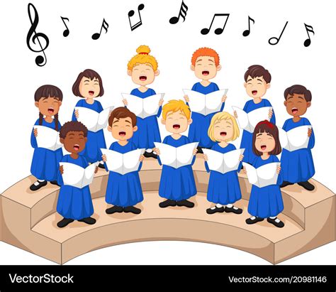 Choir girls and boys singing a song Royalty Free Vector