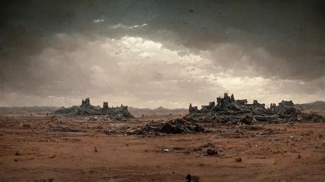 Premium Photo | Abandoned city on wasteland apocalyptic landscape panoramic art illustration