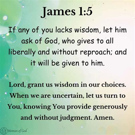 James 1:5 Bible Verse and Prayer