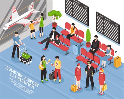 Airport Departure Lounge Isometric Poster 470867 Vector Art at Vecteezy