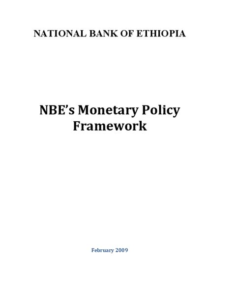 (PDF) NATIONAL BANK OF ETHIOPIA NBE's Monetary Policy Framework | Eleni Abdi - Academia.edu