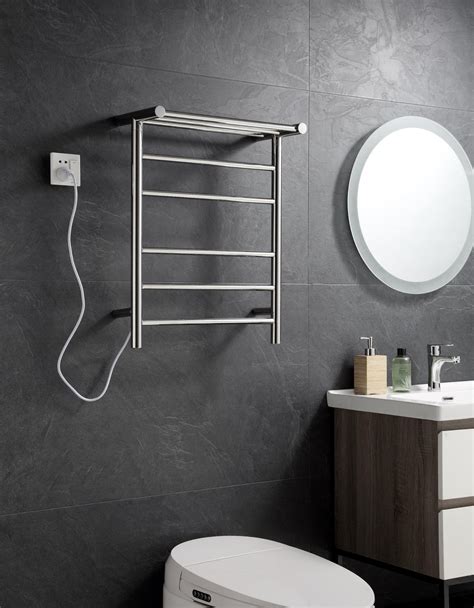 Electric Towel Rail for Bathroom Wall Mounted Drying Rack Plug-in ...