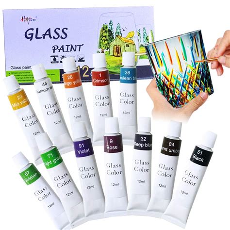 Buy Happlee Stained Glass Paint Non Toxic Porcelain Paint Permanent Acrylic Enamel Paint ...