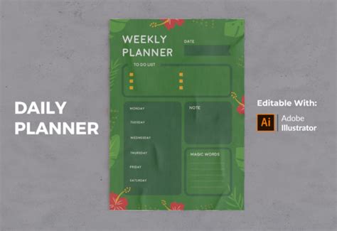 Weekly Planner Template #40 Graphic by djanistudio · Creative Fabrica