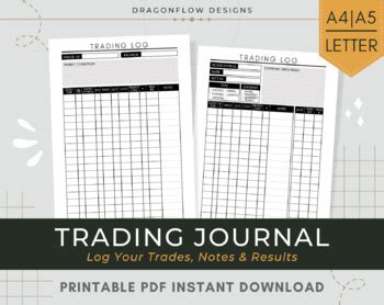 Trading Journal Printable PDF Template | Trade Tracker for Stocks ...