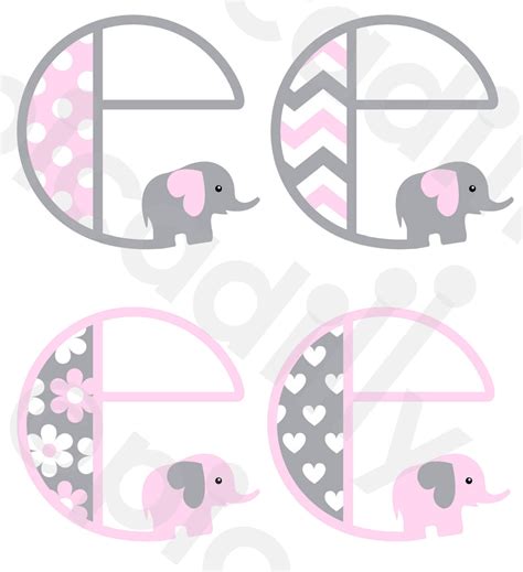 Baby Girl Monogram SVG PNG Elephant Svg Cut File Letter e Baby | Etsy