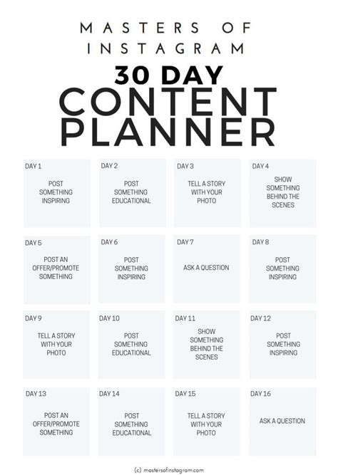 Http: Discover 30 Day Instagram Content Planner Instagram Planner | Etsy 30 day In… | Social ...