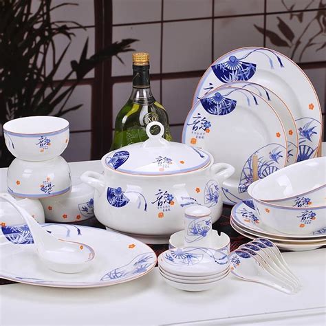 Chinaware, Ceramic Porcelain Ware Dinnerware Sets Tableware Kitchenware Chinese Verse Bone China ...