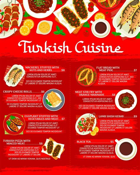 Turkish cuisine menu template, traditional food 23519113 Vector Art at Vecteezy