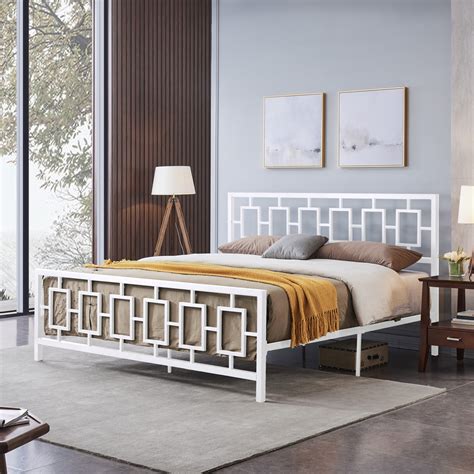 GDF Studio Dawn Modern Iron King Bed, White - Walmart.com