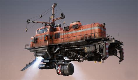 diesel locomotives digital art machine technology drawing steampunk engines floating simple ...