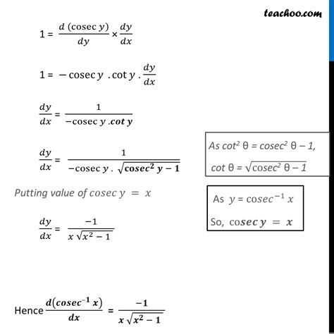 Derivative of cosec-1 x (Cosec inverse x) - Teachoo [with Video]