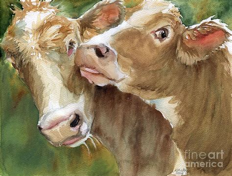 Kissed by a Cow Painting by Kris Trembley | Fine Art America